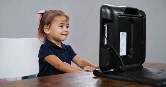 EarliPoint™ Evaluation for Autism tracks eye movement 120 times per second and has shown a high degree of accuracy in identifying children on the autism spectrum. Photo courtesy EarliTec Diagnostics, Inc.